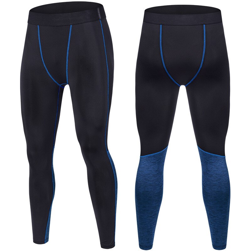 Hurtigttørrende skinny ensfarvede bukser herre løbebukser gym stramme leggings joggingbukser til mænd træning træningstøj xxxl: Sortblå / Xl