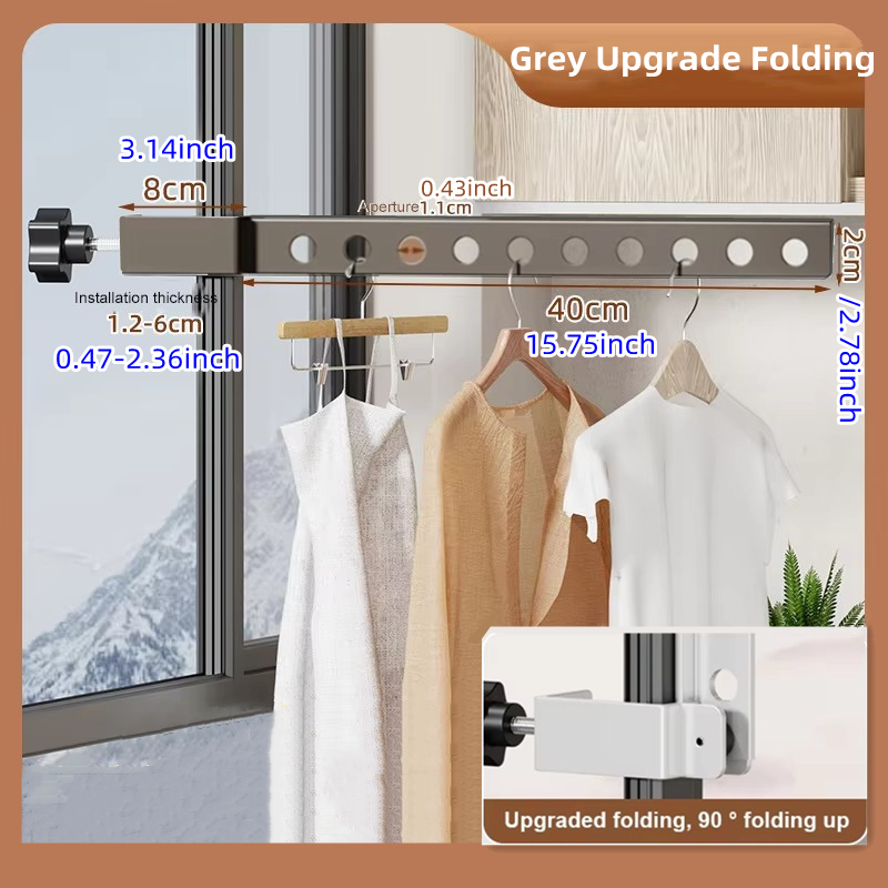 Perchero de ropa negro giratorio plegable, perchas para ropa, colgador montado en la pared, tendedero, ahorro de espacio, organización de ropa de aluminio: Amarillo claro