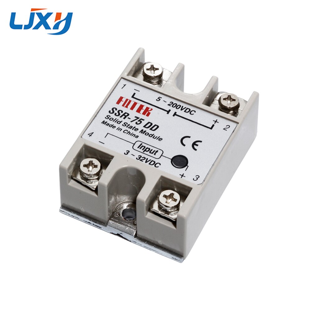 LJXH Plastic Single Phase Solid State Relay Module SSR-10DD 25DD 40DD 75DD 100DD DC Control DC Relais 3~32VDC to 5~200VDC: SSR-DD 75