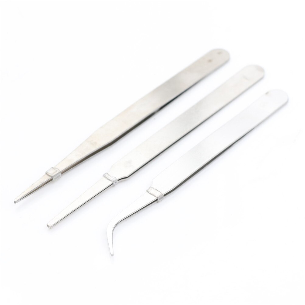 3 pcs Practical Repair Precision Assembly Set Tool Stainless Steel Electronic Tweezers