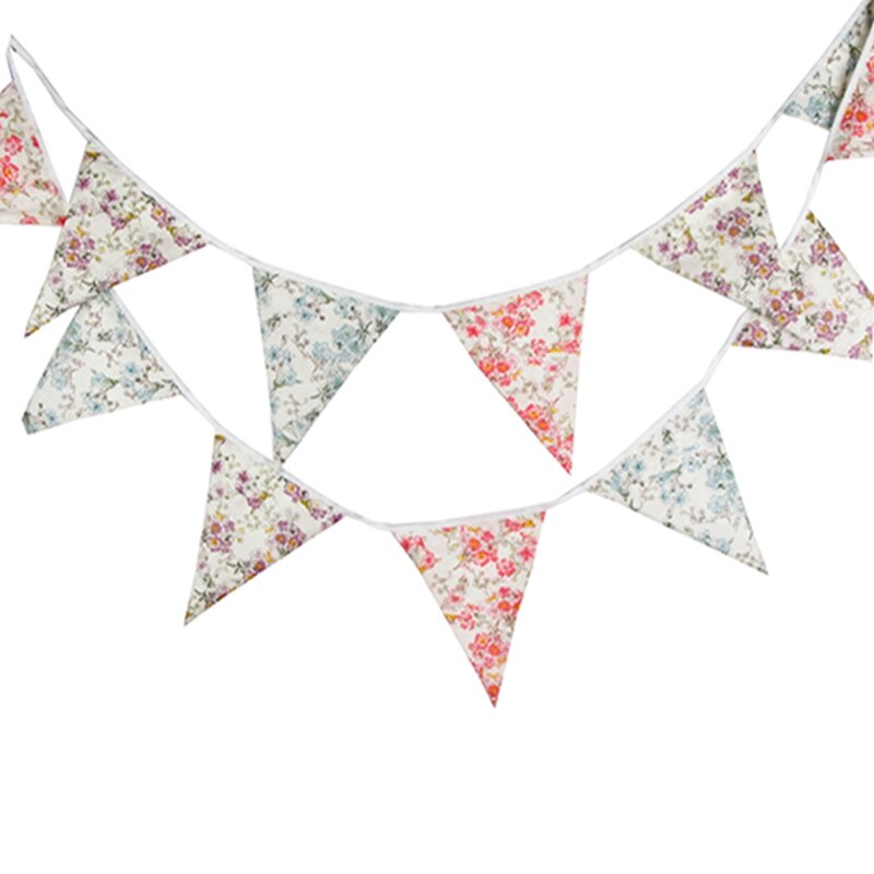 Party Flag Flower Print Paper Board Garland Banner For Baby Shower Birthday Party Decoration Kids Room Decor Garland Bunting