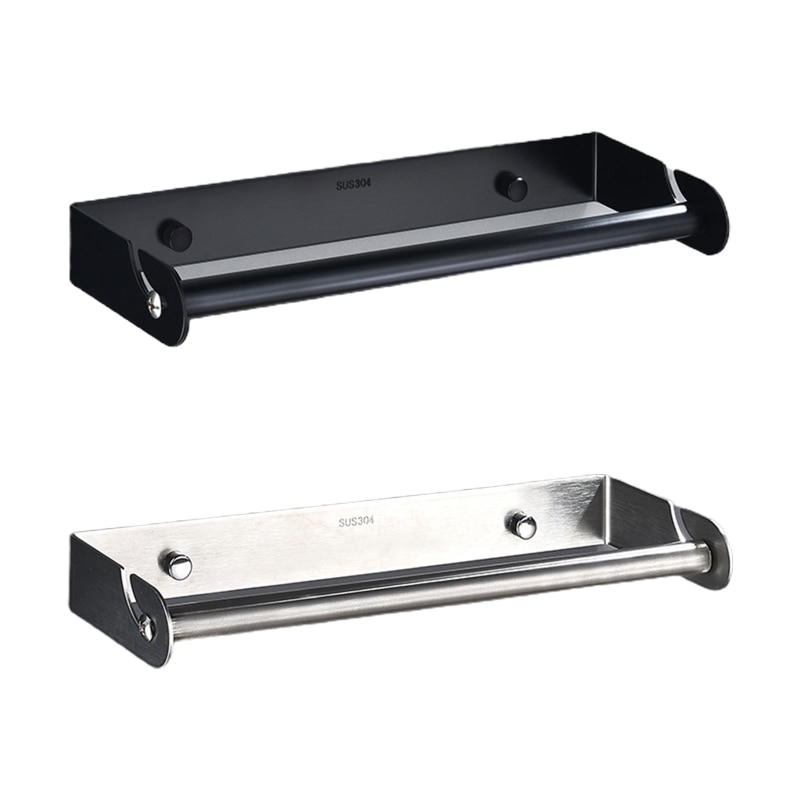 Väggmonterat vävnadspapper i rostfritt stål hängande hållare badrum toalettpapper handduksförvaringsställ