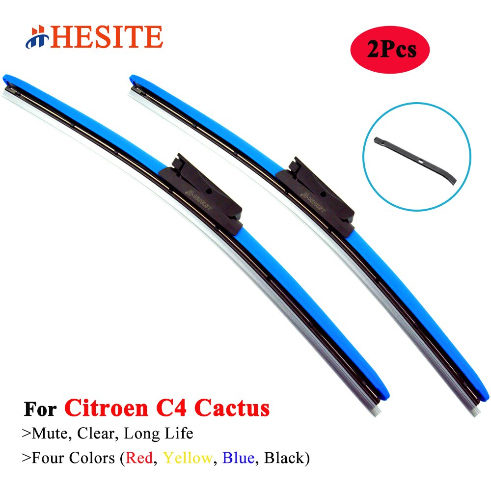 HESITE Colorful Wiper Blades For Citroen C4 Cactus Hatchback 1.2 1.6 Model 26"+17" Red Wipers