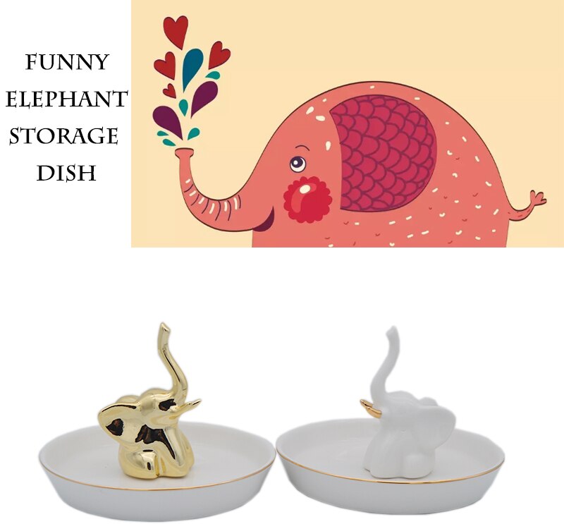 Elefant dekorativ fad ring sted opbevaringsbakke support til veninde smykker ornament arrangement til dressing skrivebord