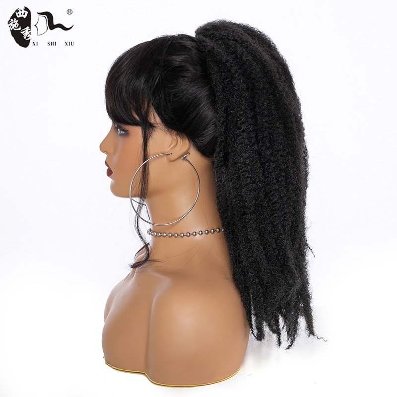 XISHIXIUHAIR 18inch Afro Kinky Curly Ponytail Marley Braids Twist Hairpiece Frizzy Synthetic Crochet Hair Extensions