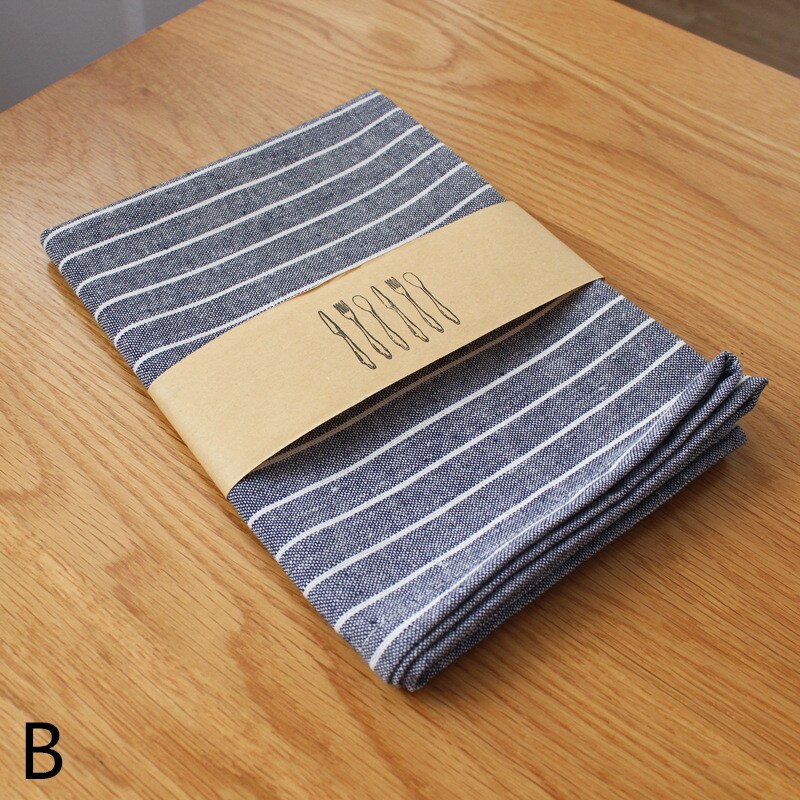 Japanse stijl katoenen linnen polyester placemats vierkante stoffen gestreepte servetten handdoeken eettafel bord mat onderzetters 1pc: B / 60 x 40cm
