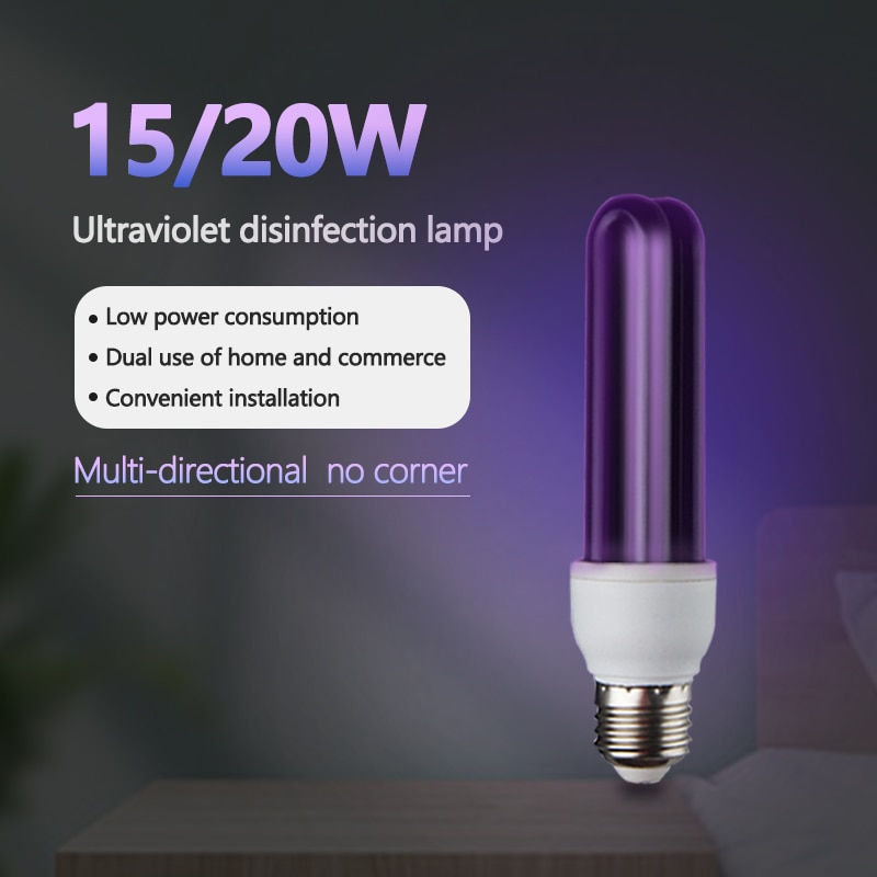 220V E27 15/20W UV Light Bulb UV Ultraviolet Fluorescent CFL Light Bulb Spiral Light Lamps Enegy Saving Black