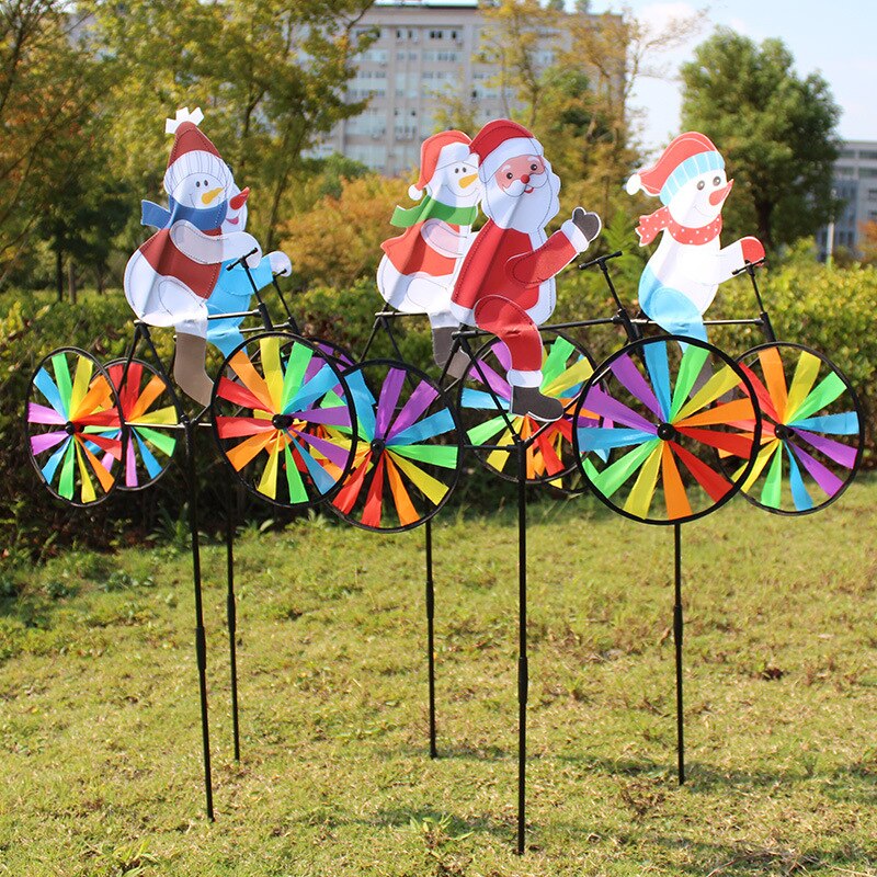 Kerst Sectie Stereo Fiets Kerstman Stof Windmolen Zeven Kleur 3D Sneeuwpop Windmolen Decoratie