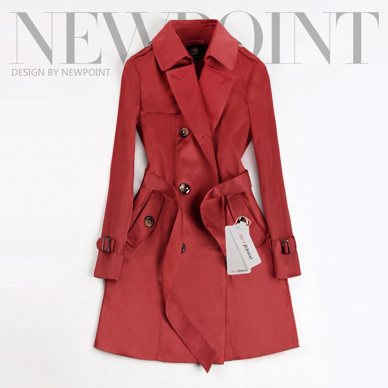 Double Breasted Mid-long Trench Coat Women Khaki Slim Belt Cloak Mujer Windbreaker Female Abrigos Brazil LH810