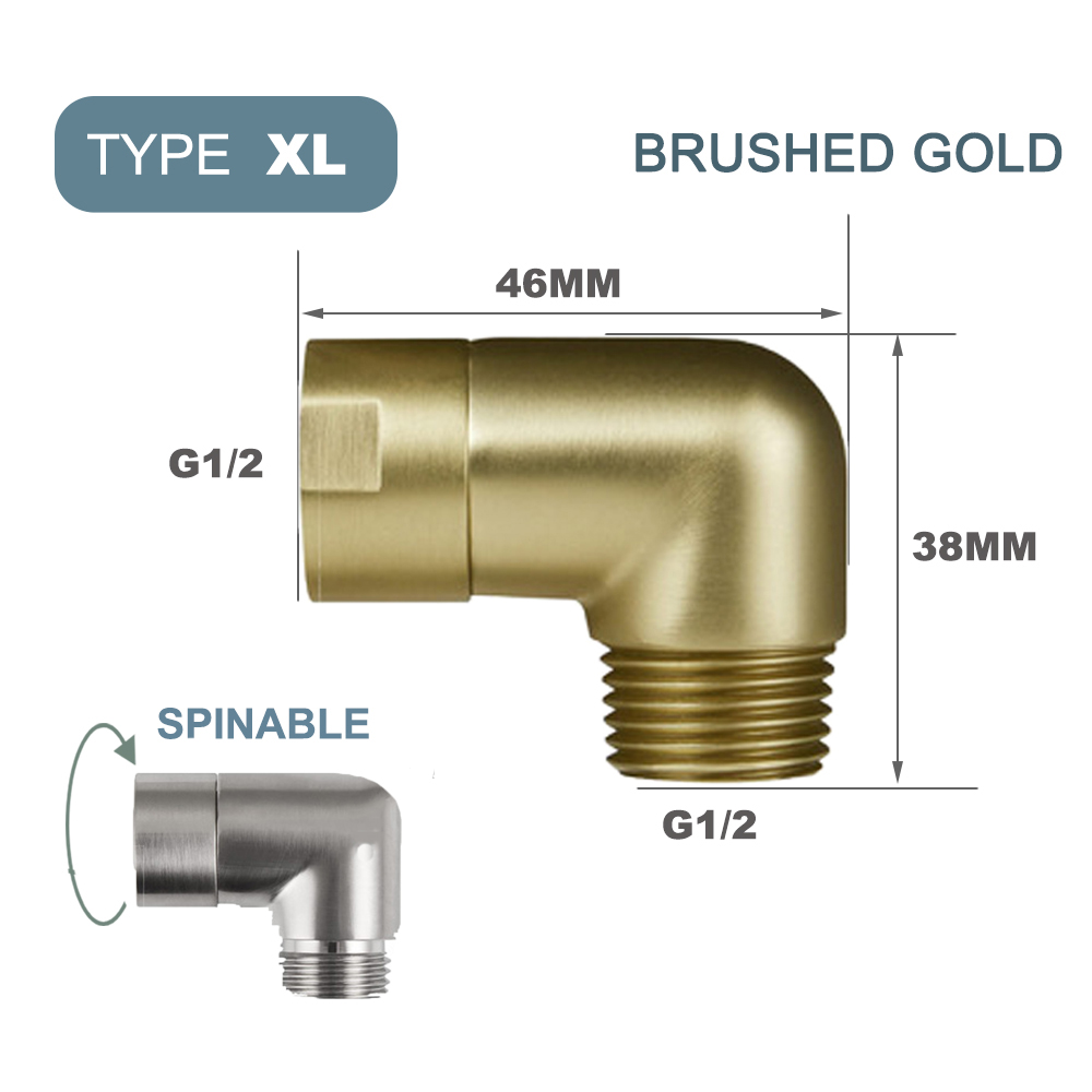 G1/2 Elbow Adapter Shower Head Female and Male Thread Rainfall Shower Handheld Shower Connector Angle 90° 135° Accessory: Bronze
