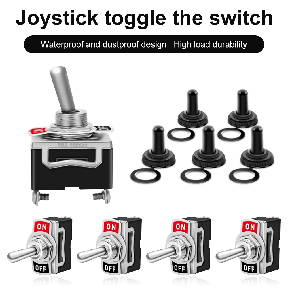 5Pcs DIY Rocker Toggle Switch 15A 250V 2Pin SPST ON/OFF Cap Waterproof Rocker Switch for Heavy Duty Car Boat