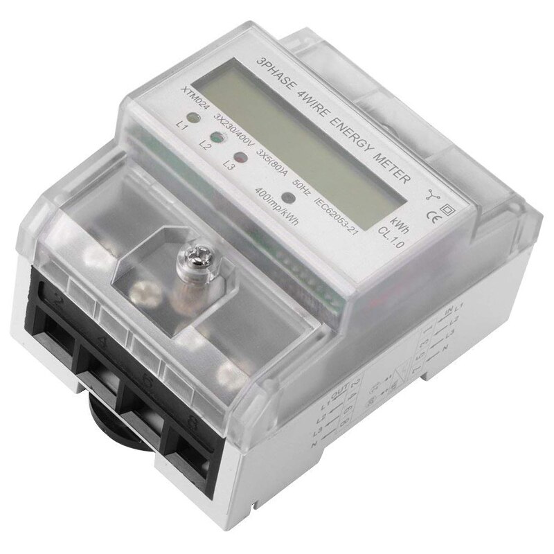 Digital Lcd 50Hz 5(80)A 3X230V/400V Energy Meter 3-Phase 4-Wire Din Rail Electricity Power Accurate