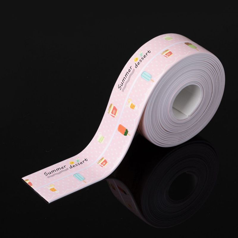 Kitchen Sink Waterproof Strip Caulk Strip PVC Self-Adhesive Waterproof Sealing Tape Wall Edge Protecto·: D