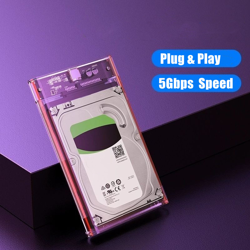 Transparent External Hard Drive Case 2.5 Inch HDD SSD Case Micro-B To USB3.1 4TB Drive Housing Compatible UASP SATA III Laptop