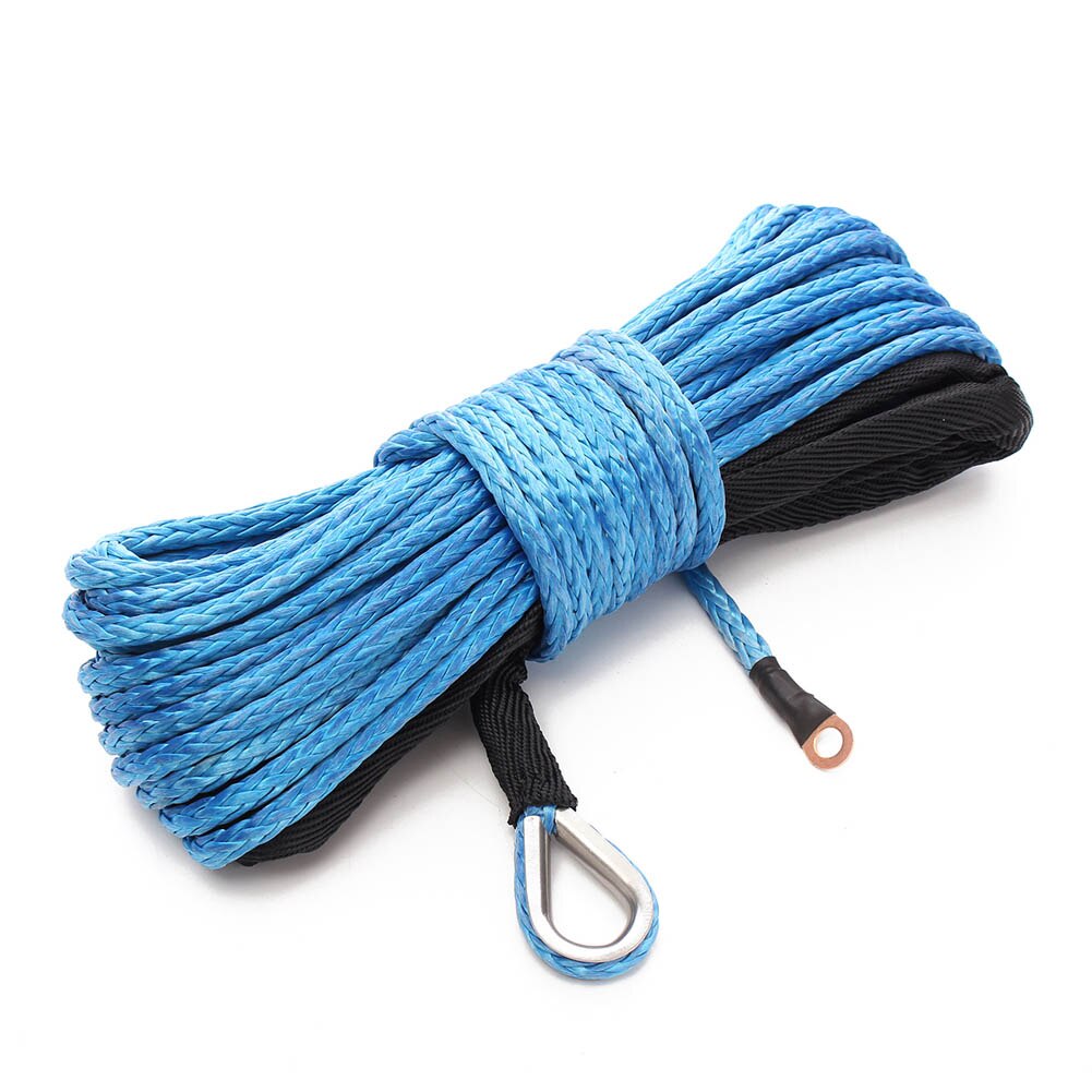 6mm x15m syntetiskt vinschlina i nylon med mantel blå för atv utv  td326