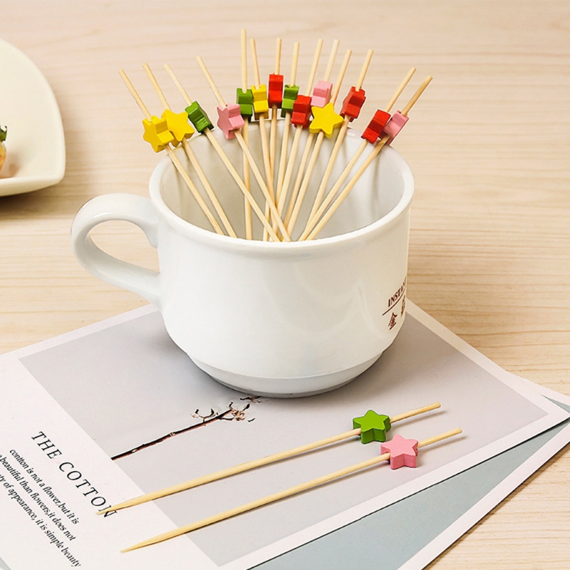100 Disposable Fruit Labels 12cm Cake Shop Tasting Labels KTV Fruit Platter Labels Bamboo Material BBQ Skewers Kitchen Utensils