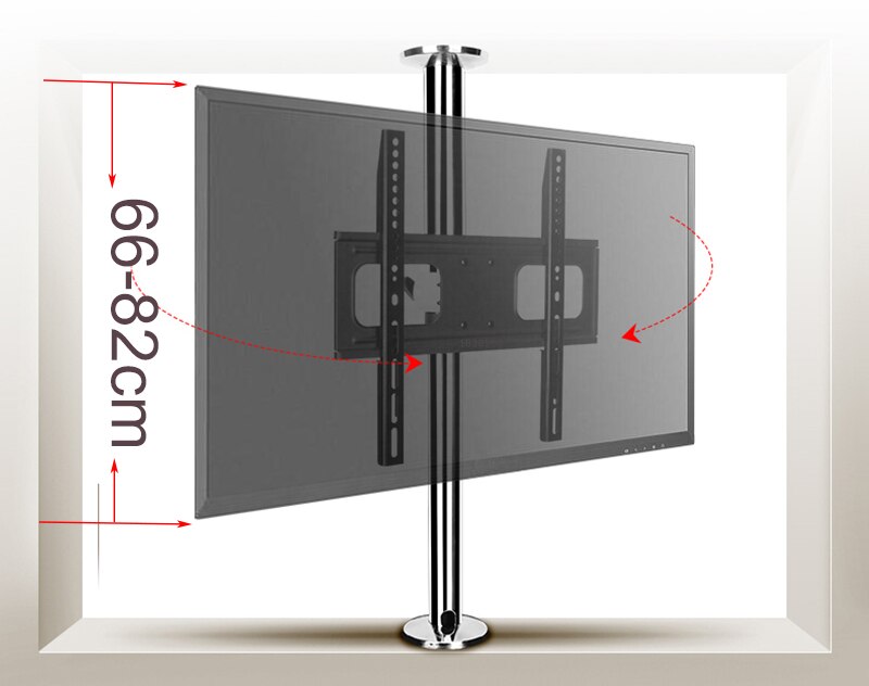 BG11-M de acero inoxidable para televisor LCD, soporte de montaje de pared de partición, Altura ajustable de 66-82cm, giratorio 360, 23-55 pulgadas,