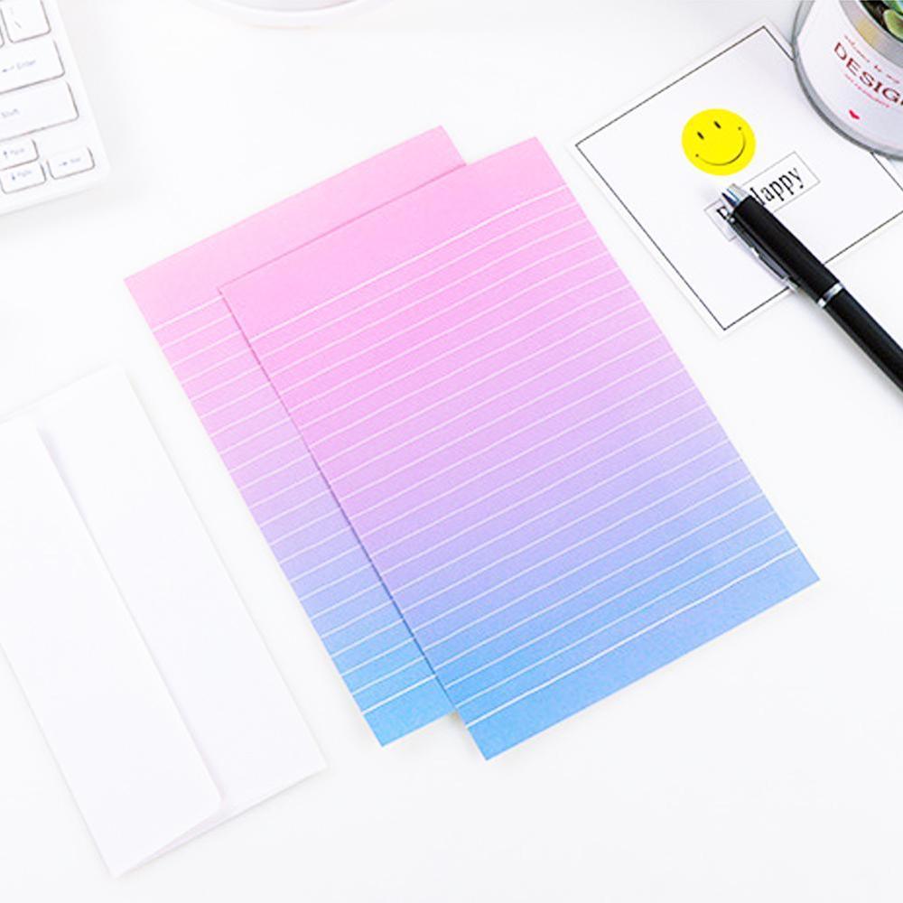 1set=(4 Sheet Letter Paper 2pcs Envelopes) Gradient Writing Set/set Paper Color Pad Office Letter Students L1B4: Gradient pink