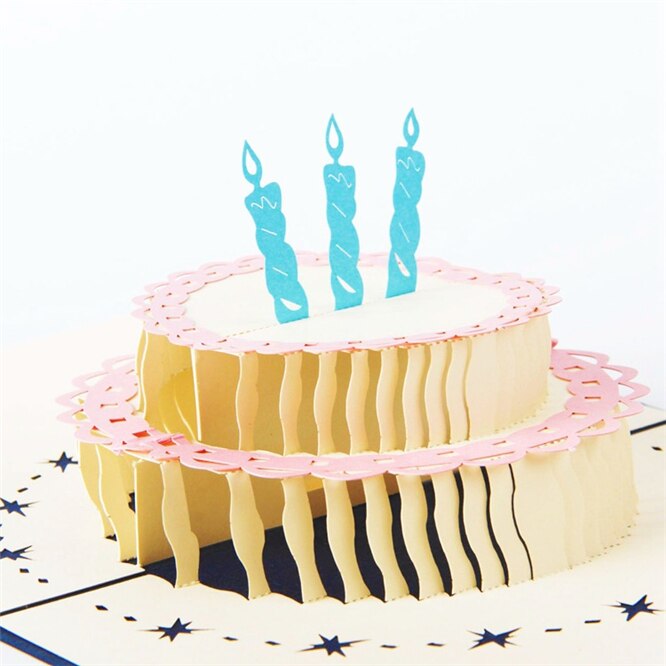10pcs 3D Pop UP Cards Birthday Graduations Card Festival Card Souvenirs lifelike Cake for Boy Dad Kids Father