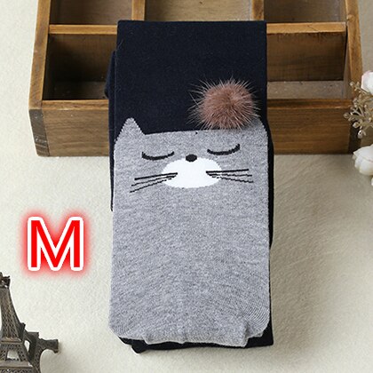 Meisjes stijlen herfst leggings voor baby kids katoen warm prinses meisjes kinderen broek mooie kat warmer kind leggings: Navy Blue Size  M