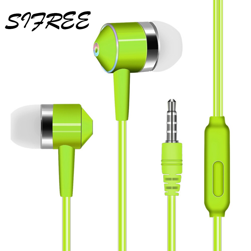 Wired Hoofdtelefoon In-Ear Mobiele Telefoon Lijn Controle Stereo Subwoofer Met Tarwe Koptelefoon Universele Oortelefoon Accessoires: green