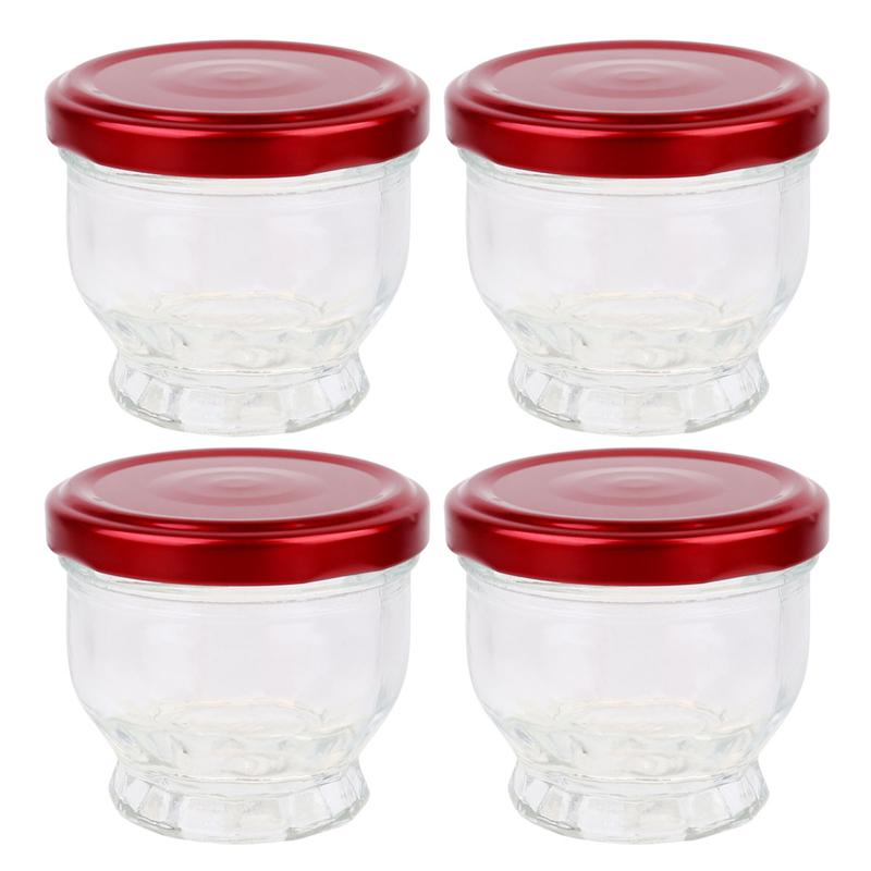 4 sztuk pudding szklana butelka żaroodporne pojemniki deserowe miód puchar Cubilose słoiki dla domu sklep (100/75ml czerwony): 100ML