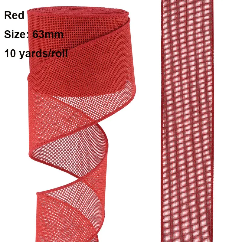 10 meter 63mm säckvävsband trådband enfärgat tygband för gör-det-själv-pyssel julklappsband krans festdekor: Koppar