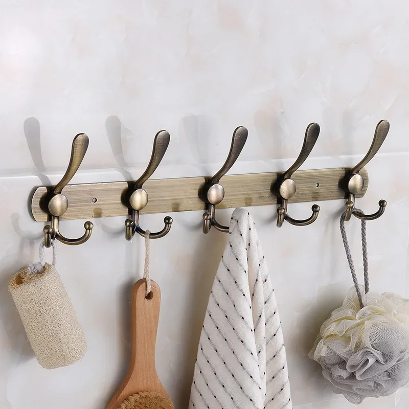 5 Hooks Stainless Steel Wall-mounted Bathroom Hook Rack Towel Clothes Coat Hat Holder Hallway Bedroom Kitchen Storage Rack: light green