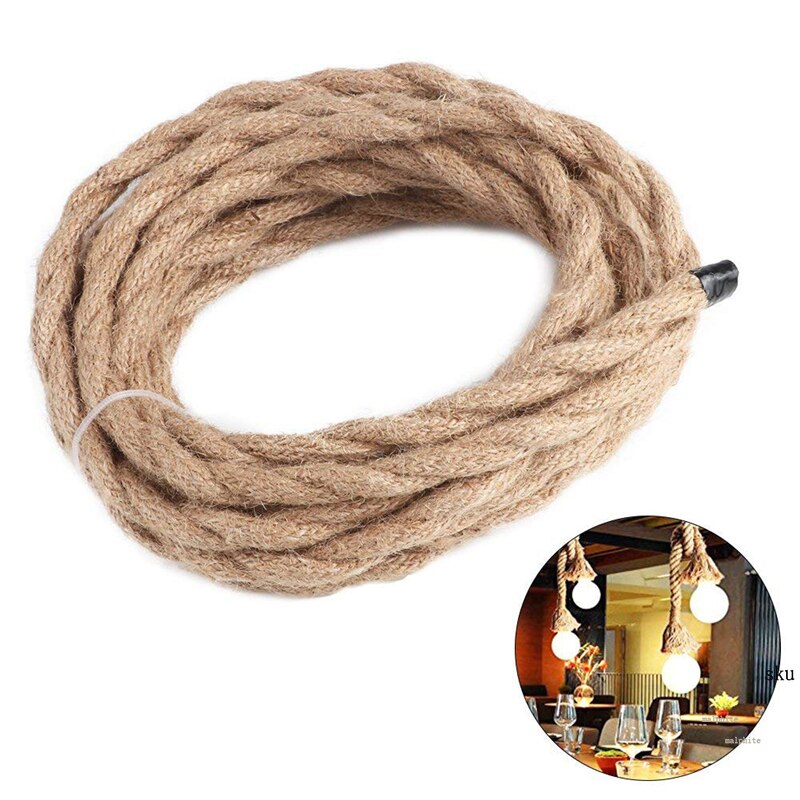 Nordisk hamp reb wire antik flettet snoet belysning amerikansk stil kabel hængende levende rong vævet silke fleksibel ledning