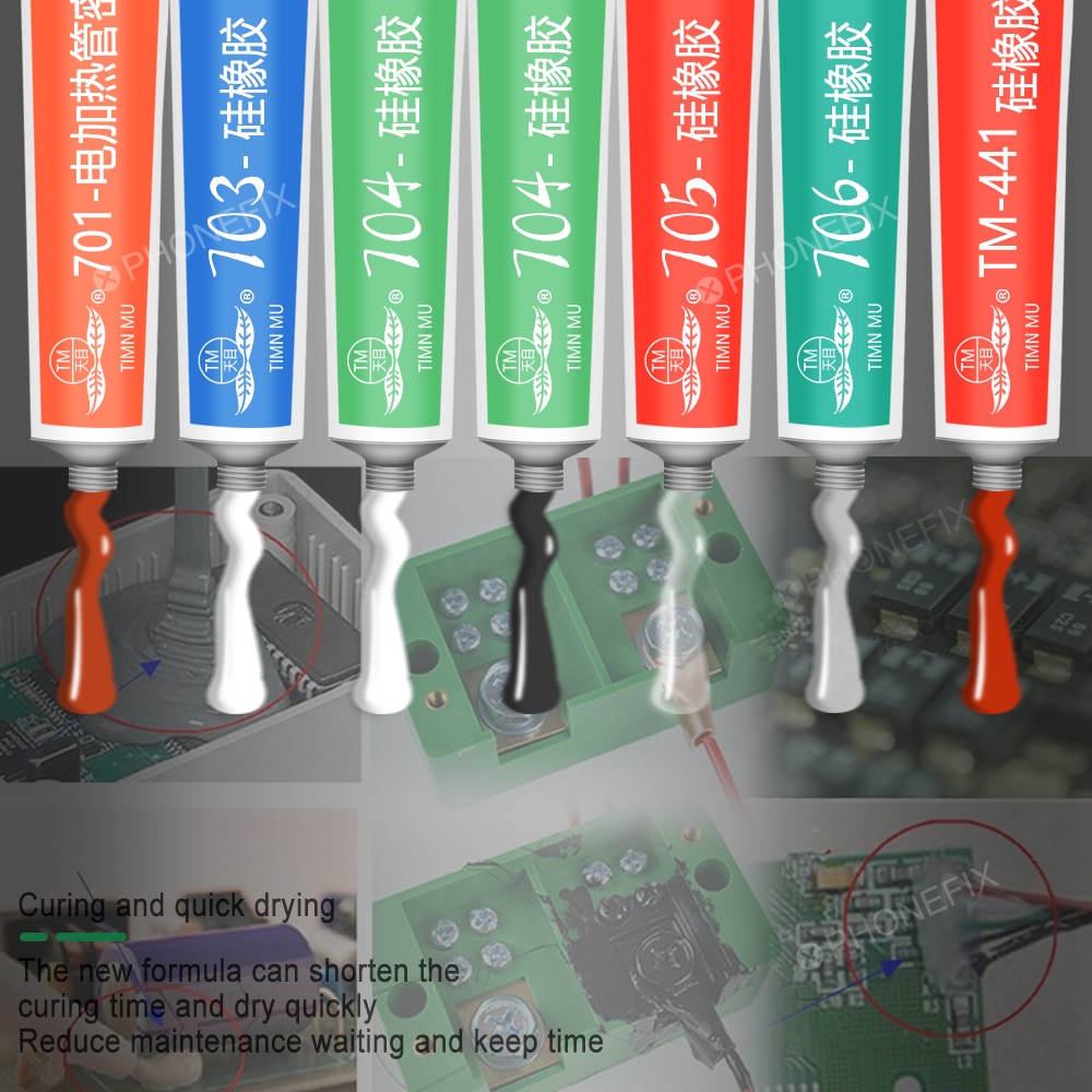 45g elektronische kit siliconen industriële lijm 701/704/705/ tm -441 siliconen rubber rood wit zwart transparante afdichtingslijm