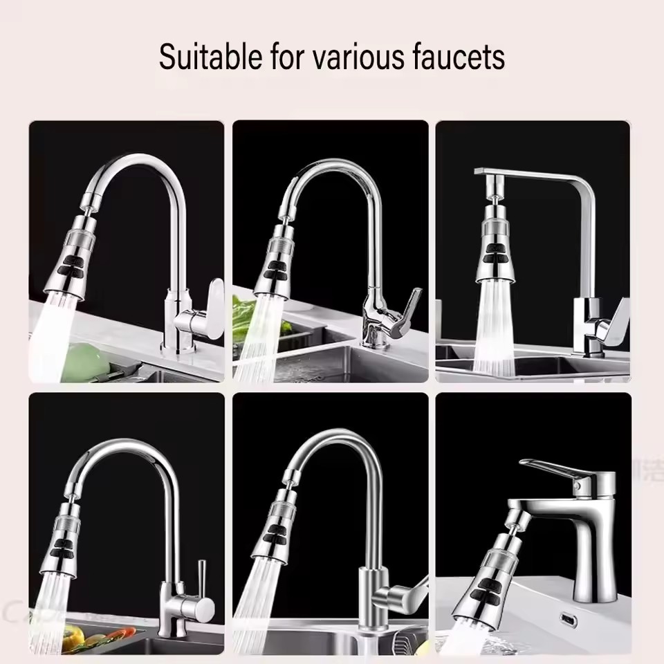 Extensor de grifo de cocina con función de filtro universal 360 ° Aireador giratorio, filtro contra salpicaduras, grifo de lavabo, boquilla de burbujeador, aireador