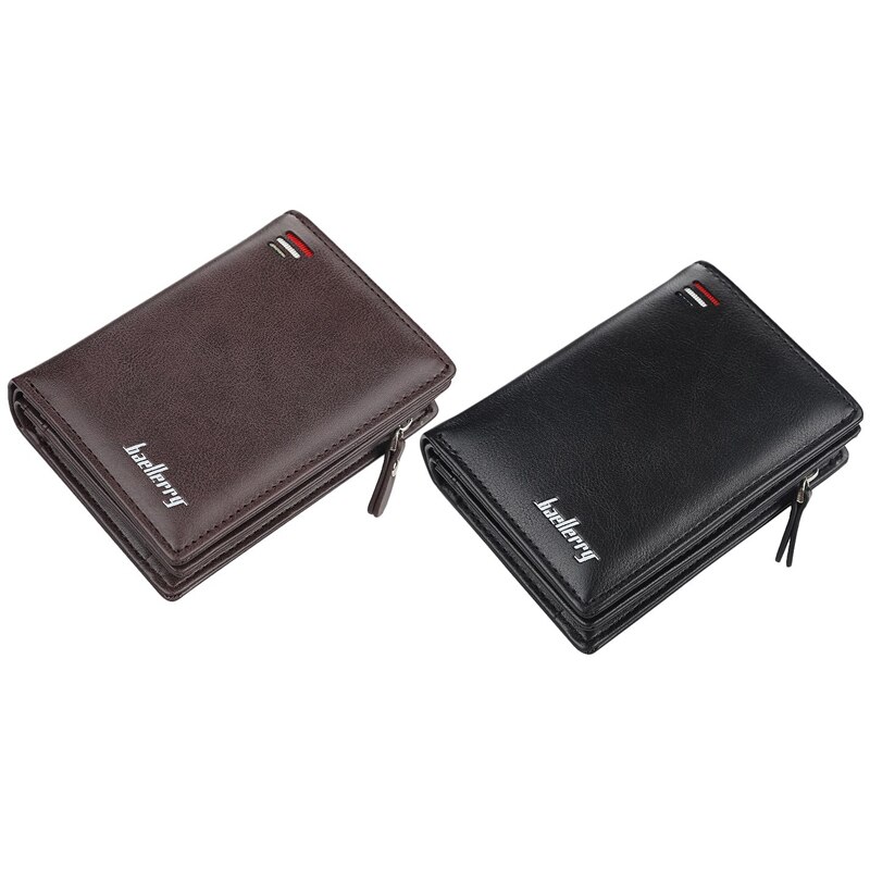 Baellerry Short Men Wallets Card Purse Multifunction Leather Wallet for Male Zipper Wallet