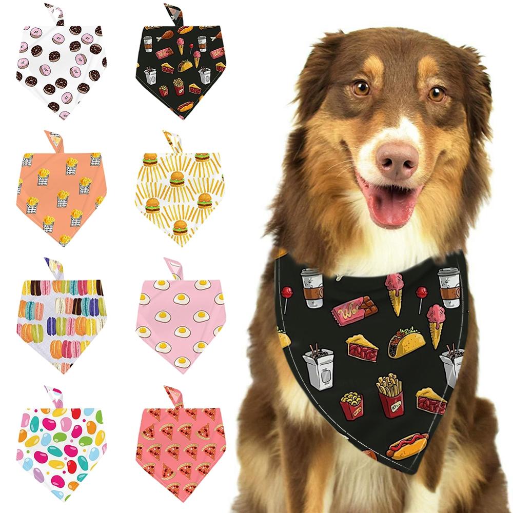 Voedsel Gedrukt Pet Bandana Verstelbare Pet Kat Hond Sjaal Speeksel Handdoek Warm Neck Kraag Halsdoek Tie Bib Bandana Dierbenodigdheden