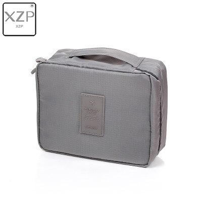 Bolsa de maquillaje XZP para exteriores para chica, neceser para mujer, neceser de lavado, organizador de maquillaje, Kit de almacenamiento de viaje, bolsa con múltiples bolsillos para mujer: Gris
