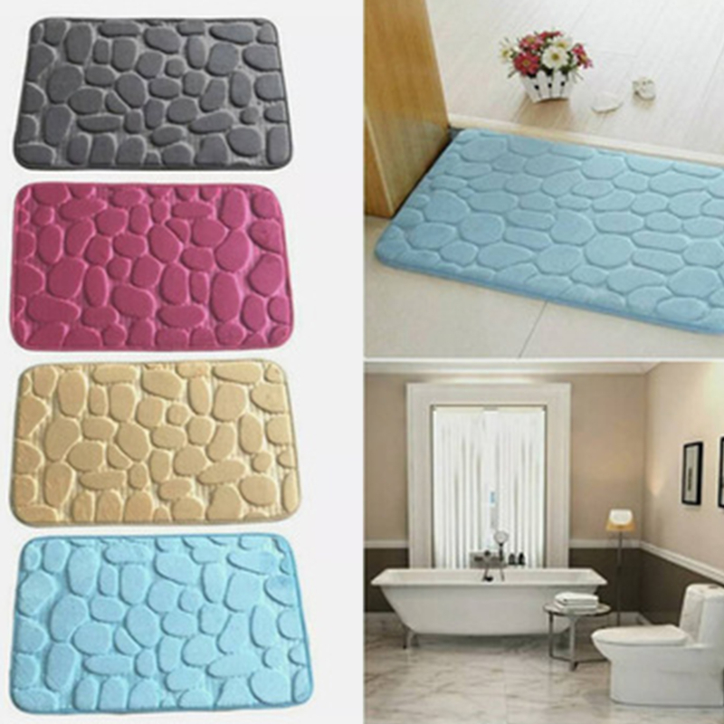 Alfombra de baño con relieve de adoquines, alfombras antideslizantes en lavabo, alfombra de suelo lateral para bañera, felpudo para cuarto de ducha, almohadilla de espuma viscoelástica