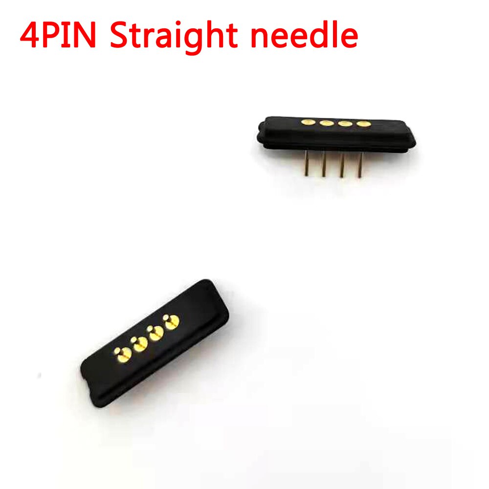 1sets Spring Loaded Magnetic Pogo Pin 4 Pins 2.54 MM Pitch Vertical Curved needle Row Through Holes Solder Female Probe Contact
