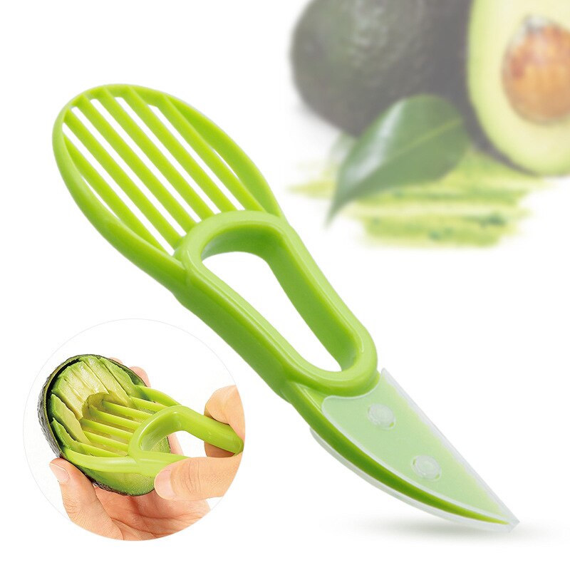 3 In 1 Avocado Slicer Shea Corer Butter Fruit Peeler Cutter Pulp Separator Plastic Knife Kitchen Vegetable Tools Kitchen Gadgets
