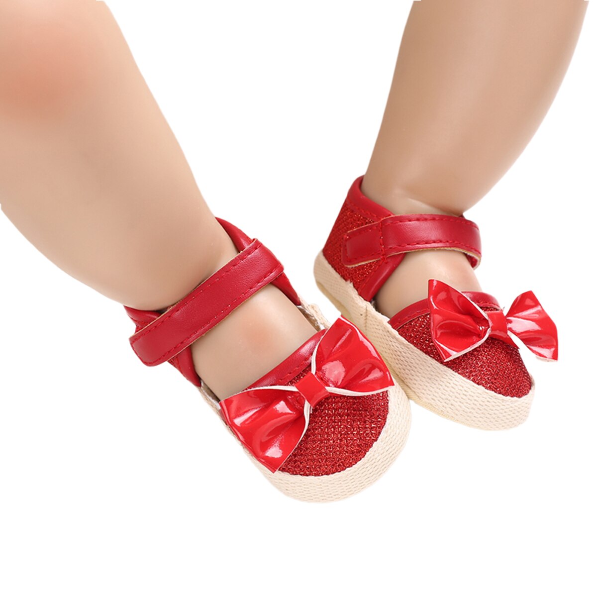 enfant en bas âge bébé fille berceau chaussures PU nœud semelle souple chaussures princesse bébé fille anti-dérapant bébé chaussures -né 0-18M