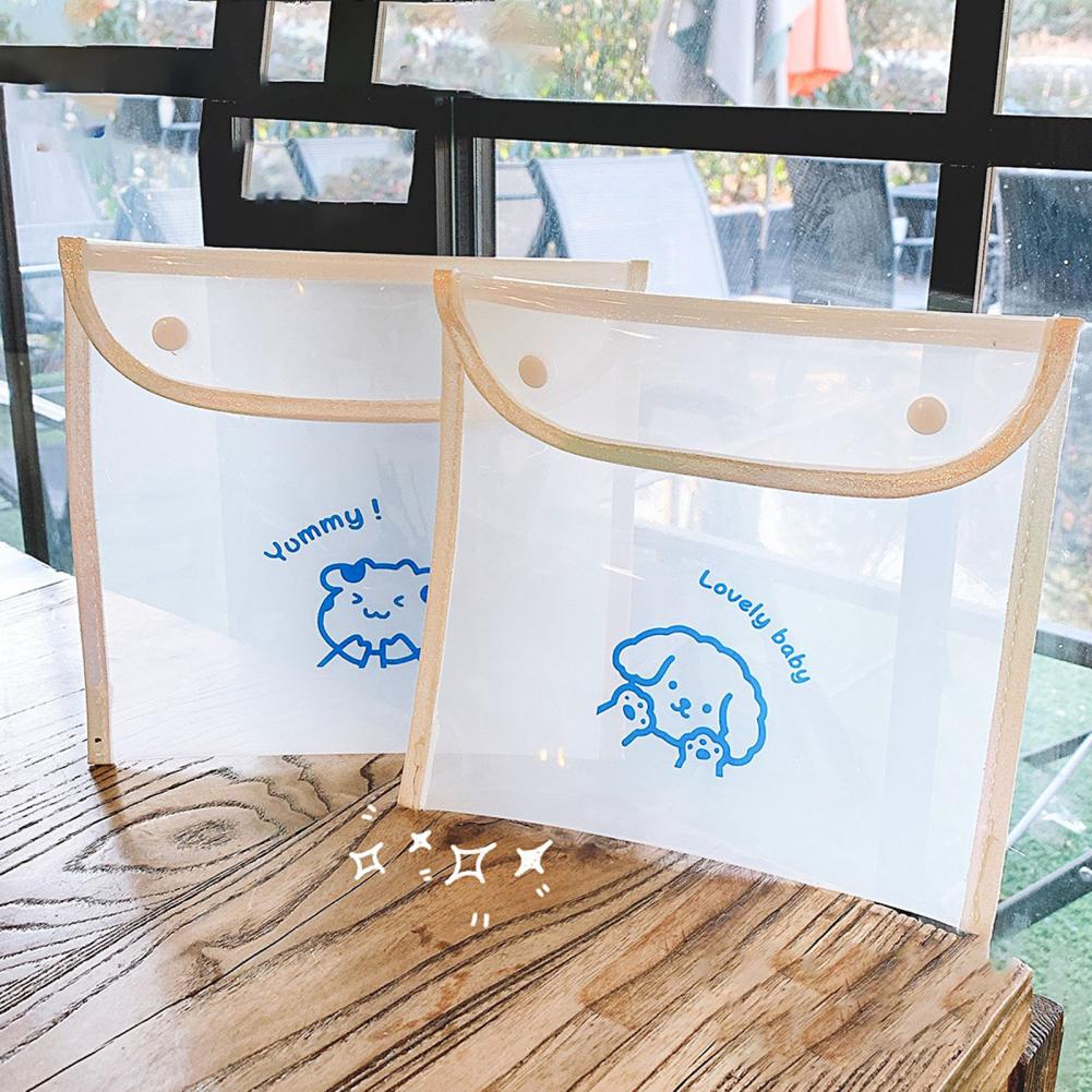 Document Bag Transparent Anti-lost PVC Transparent Waterproof Girls Cute Bear Cosmetic Multi-Purpose Bag for Student Document Ba