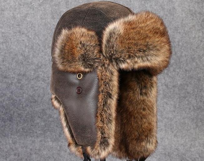 Seizoen Korting Pu Lederen Faux Fur Aviator Russische Ushanka Hoed Voor Ernstige Expedities Winddicht Warm Fit Mannen Vrouwen 56- 61 Cm