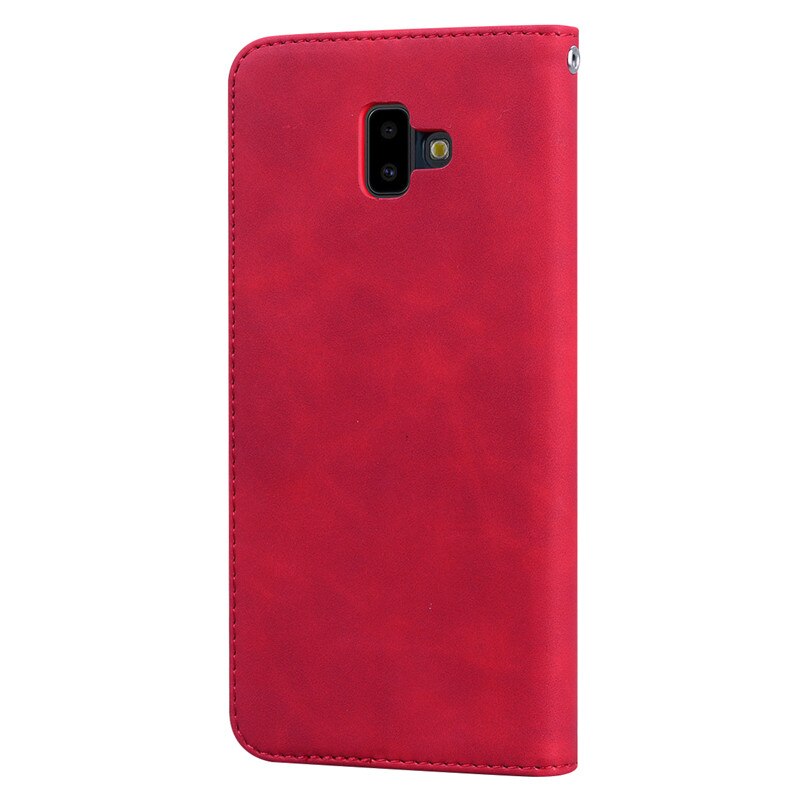 Skórzane etui z klapką do Samsung Galaxy J6 etui portfel magnetyczny etui na telefon do Samsung J6 Plus 2018 J6 + J 6 Plus J600F J610F okładka