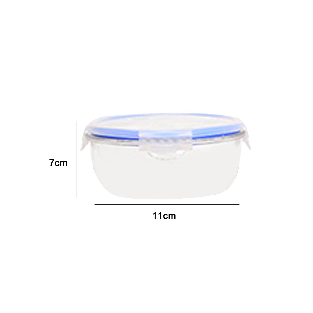 Glass Lunch Box Round Rectangle Transparent Blue Food Container Travel Portable Adults Kid Lunchbox Microwaveable