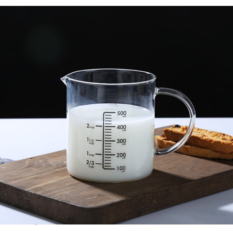 Glas kaffekrus sæt te kop drinkware mælkeklar skala til cappuccino, latte, espresso: 384-500ml-1