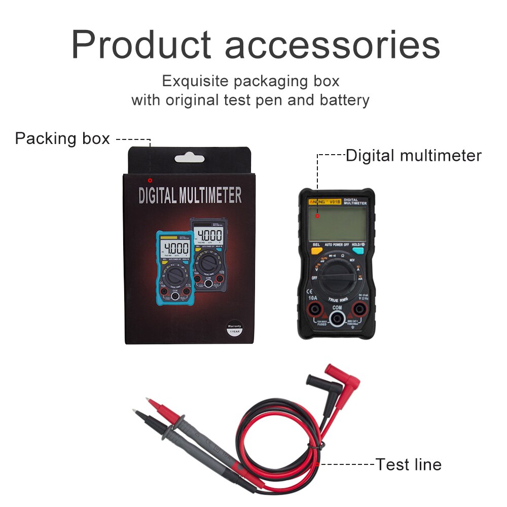 Digital Multimeter 6000 counts Auto Ranging AC/DC voltage meter Flash light Back light Large Screen 113A/D