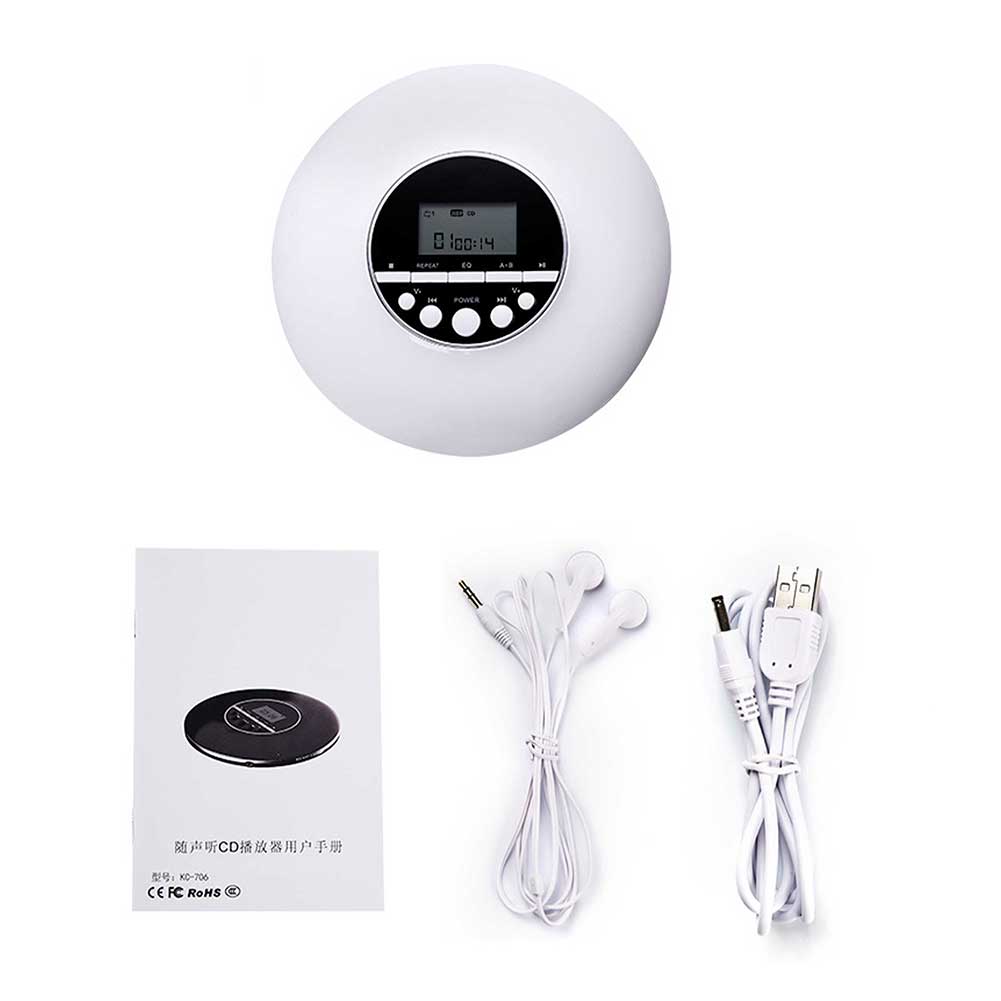Reproductor de CD portátil, estéreo, con pantalla LCD para el hogar, conector de 3,5mm, recargable para niños y adultos, a prueba de golpes, con auriculares Discman