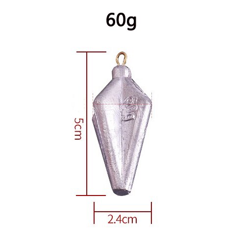 De plomo de 40g, 50g, 60g, 80g, 100g, 120g, 150g, plomo de cuatro esquinas, peso de plomo, tiro dividido en línea, aparejos de pesca, accesorios de gancho 1 pieza: 60g