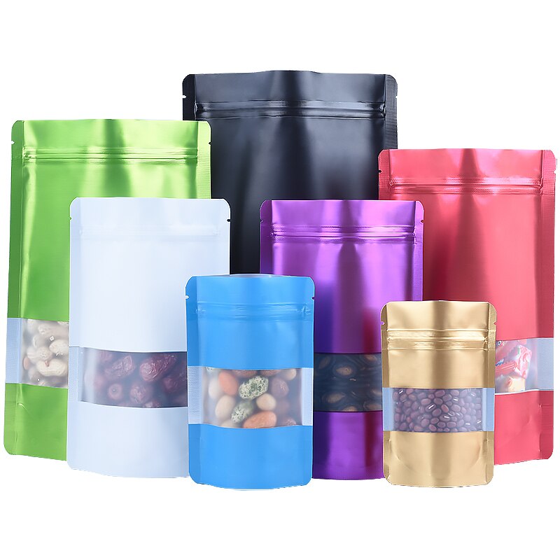 100pcs/lot Stand up Matt Aluminum Foil Ziplock Bag Doypack Coffee Food Powder Package Bag Foil Zip Storage Pouches