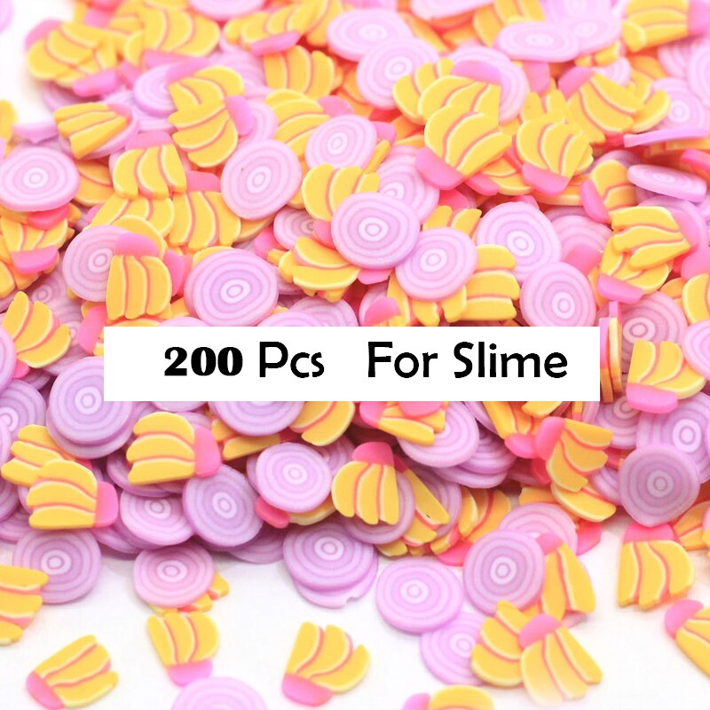 200Pcs Weichen Keramik Obst Scheiben Schleim DIY Nail art Mobilen Schönheit Obst Fimo Perle Zusatzstoffe Telefon Zubehör Für Kinder spielzeug: Banana