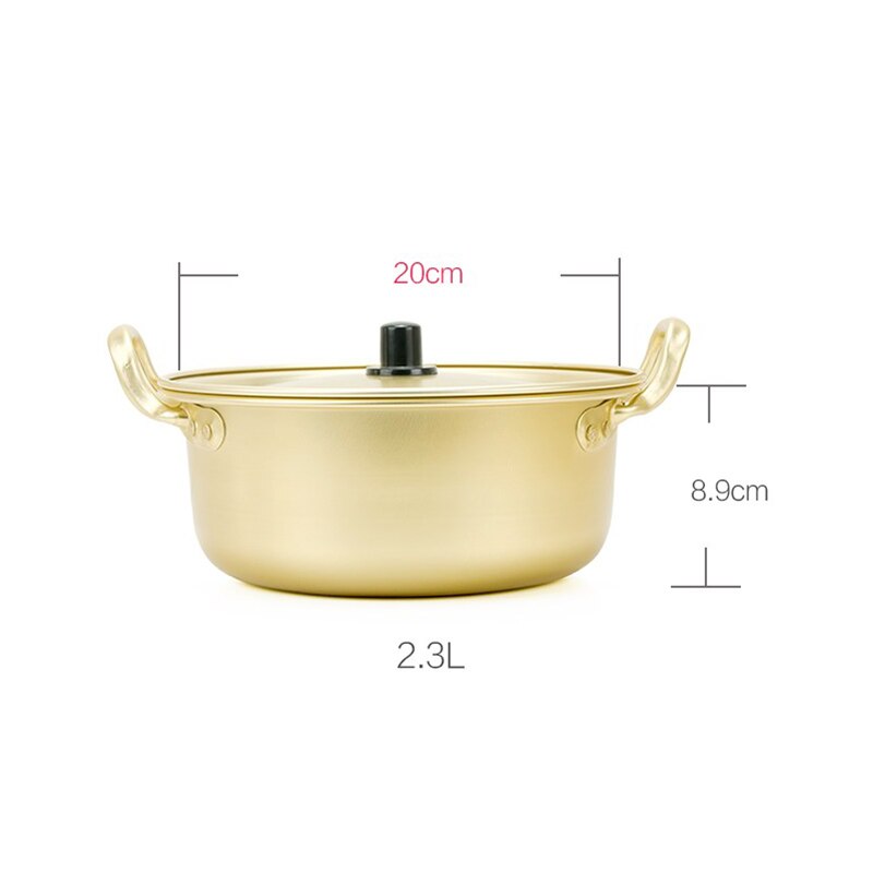 Golden Noodle Pot Korean Ramen Noodles Pot Aluminum Soup Pot With Lid Noodles Milk Egg Soup Kitchen Tools Cooking Pot Fast: 20cm