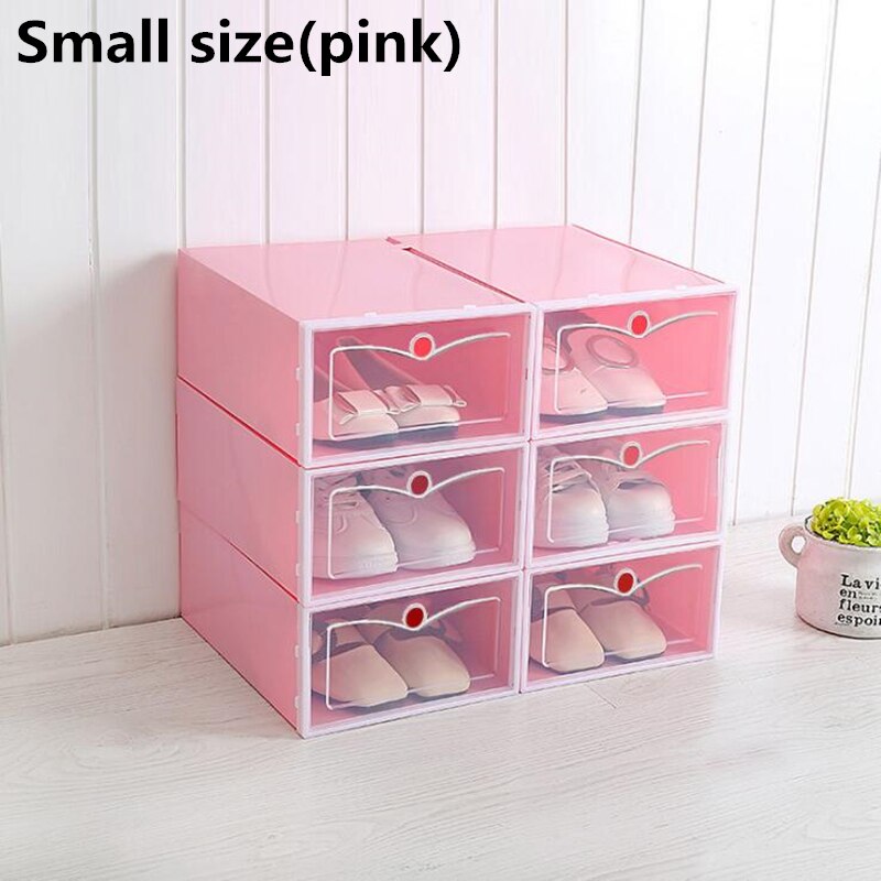 6 Pcs Grote Schoenendoos Verdikte Lade Case Plastic Schoen Dozen Stapelbaar Doos Schoen Organisator Schoenen Opbergdoos Schoenenrek: Small pink